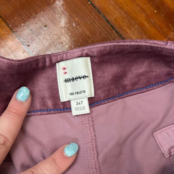 Anthropologie Maeve The Colette Purple Corduroy Wide Leg Pants Tall 34T - Picture 2 of 6